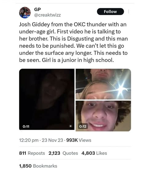 josh giddey leaked|Footage of Josh Giddey with allegedly underage girl goes